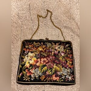 Vintage Jolles Original Austria Petit Point Floral Tapestry Evening Purse 1930s
